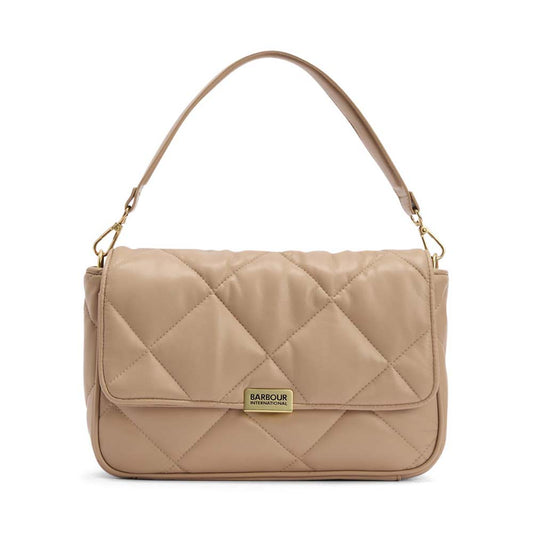 Ladies Soft Quilt Shoulder Bag In Camel