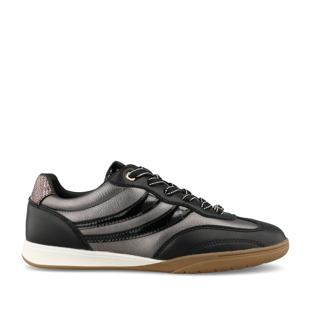 Ladies Gaudin Laced Trainer In Black Intere