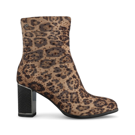 Ladies Bandung Heeled Ankle Boot In Animal