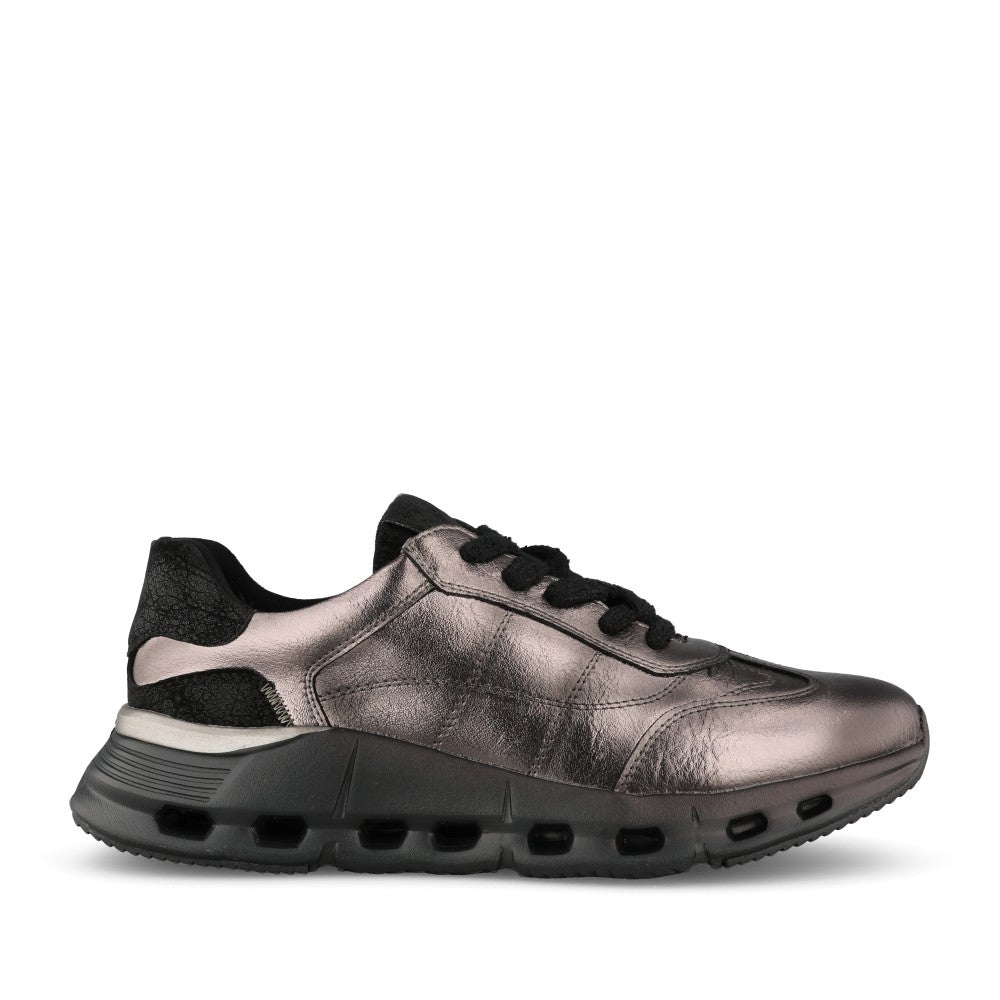 Ladies Yalova Laced Trainer In Metallic