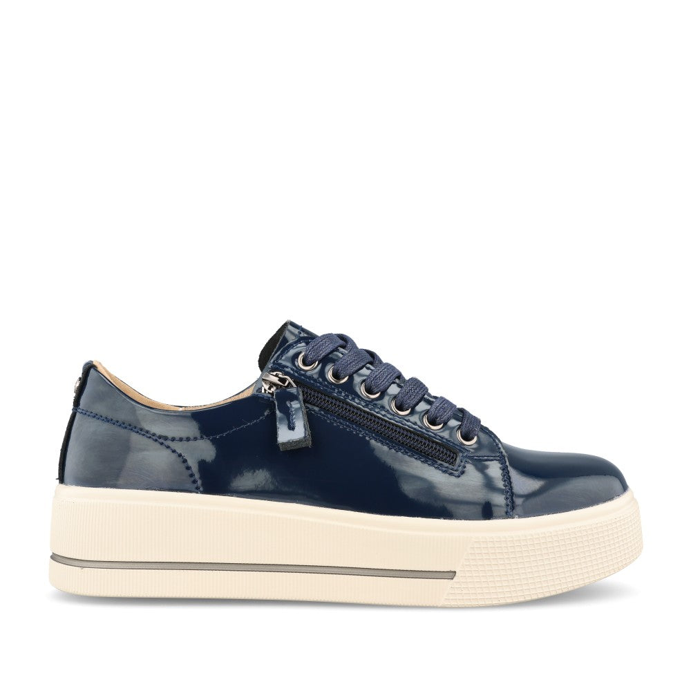 Ladies Ravenna Laced Trainer In Navy Patent