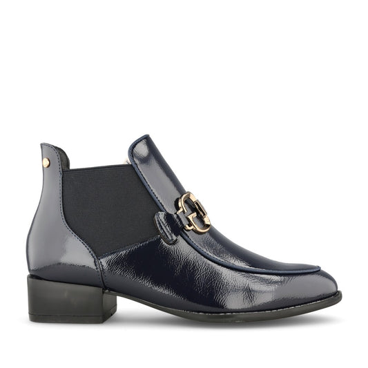 Ladies Huesca Ankle Boot In Navy Patent