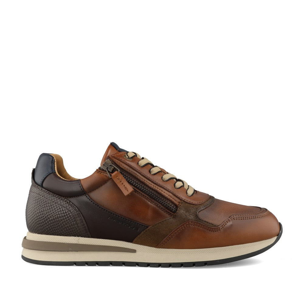 Mens 13719 Temple Laced Trainer In Cognac