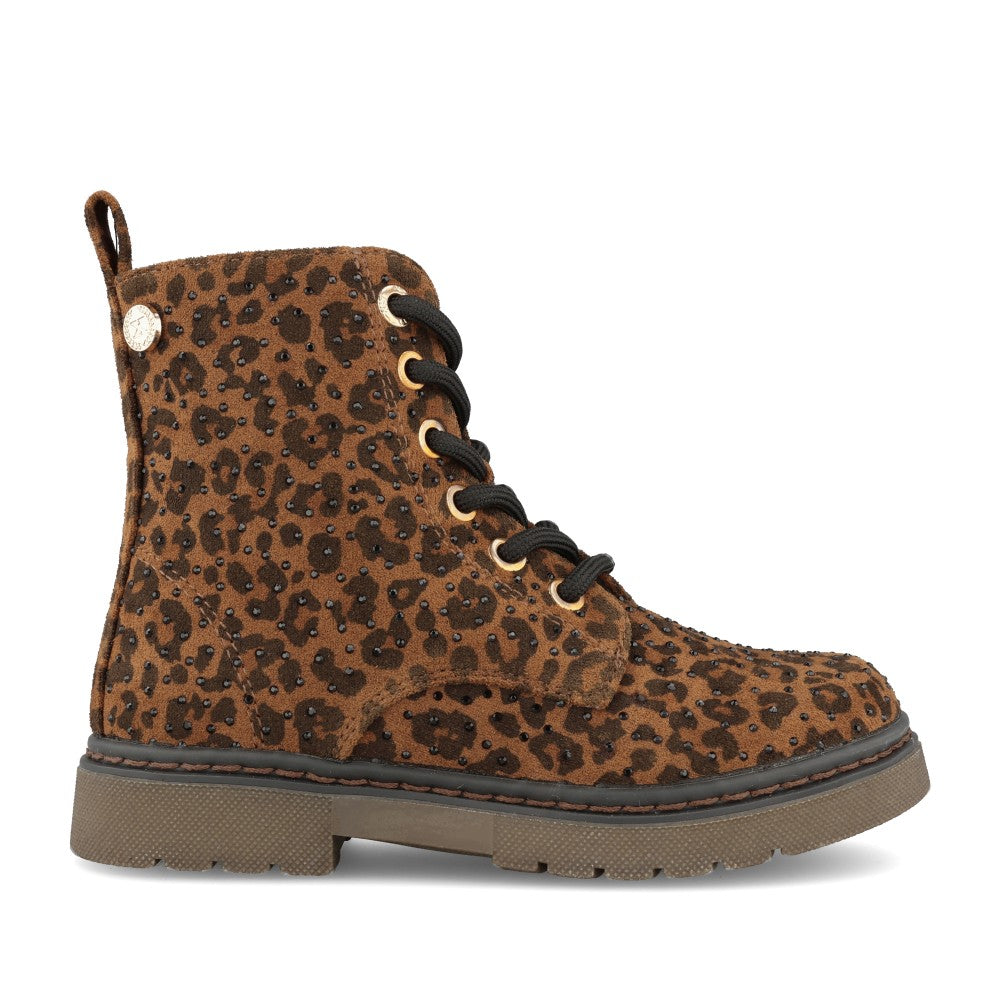 Girls 151330 Laced Ankle Boot In Leopard