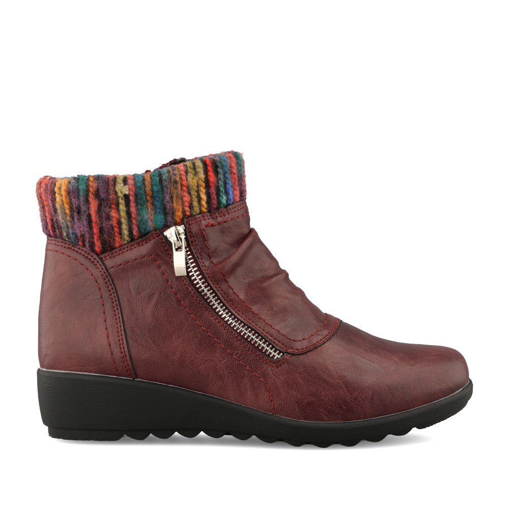 Ladies Abigail Ankle Boot In Burgandy