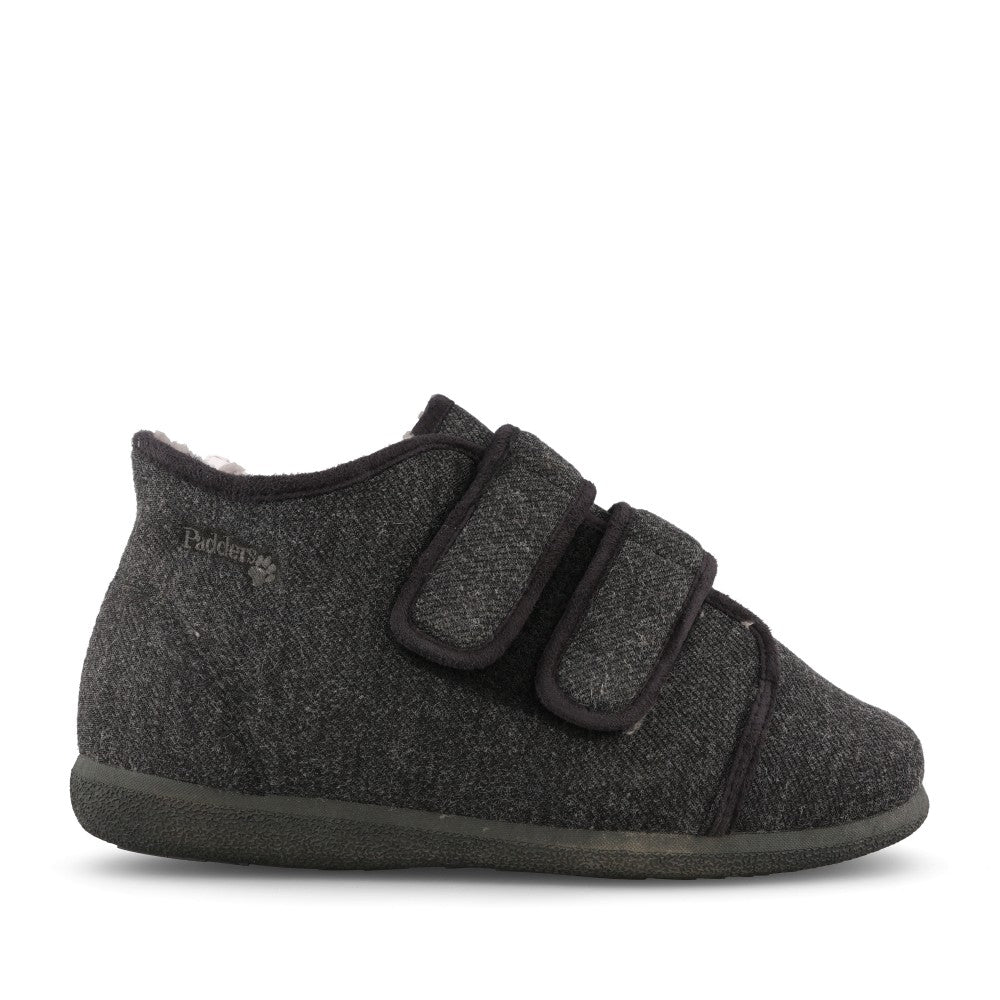Mens Brian 3450 Extra Wide Velcro Slipper In Charcoal