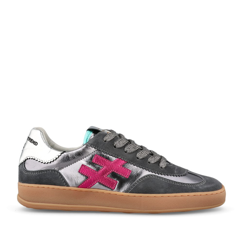 Ladies A032 8016 Laced Trainer In Anthracite