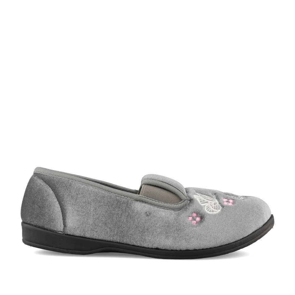 Ladies Cherish Full Slipper In Grey