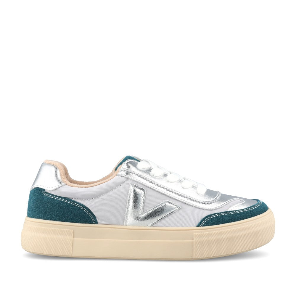 Ladies Eighty Laced Trainer In Light Aqua Blush