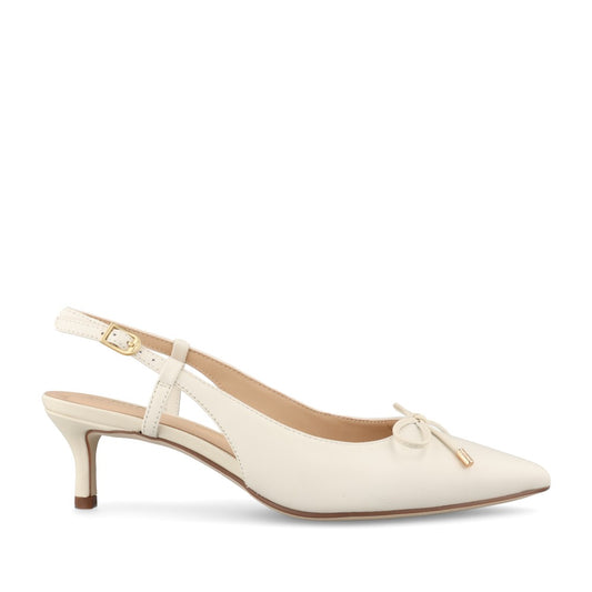 Ladies Zarey Bow D-fit Low Heel Leather Shoe In Cream