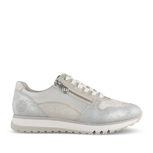 Ladies 49003 Laced Trainer In Silver