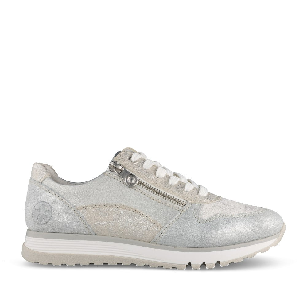 Ladies 49003 Laced Trainer In Silver