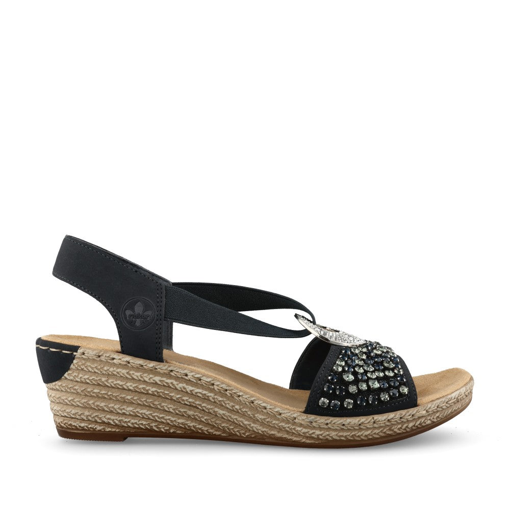 Ladies 62451 Wedge Sandal In Navy