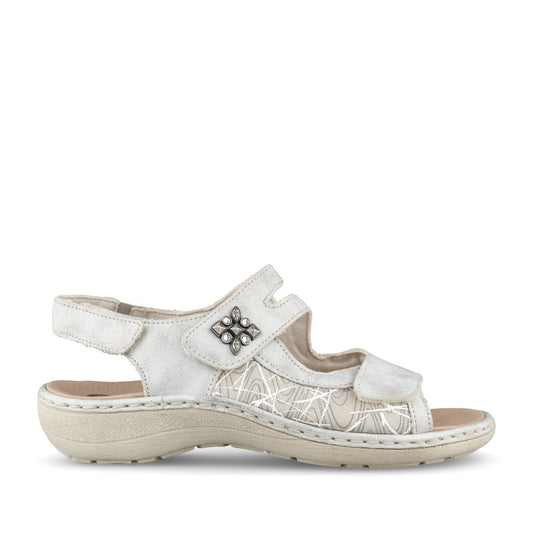 Ladies D7647 Velcro Sandal In Silver