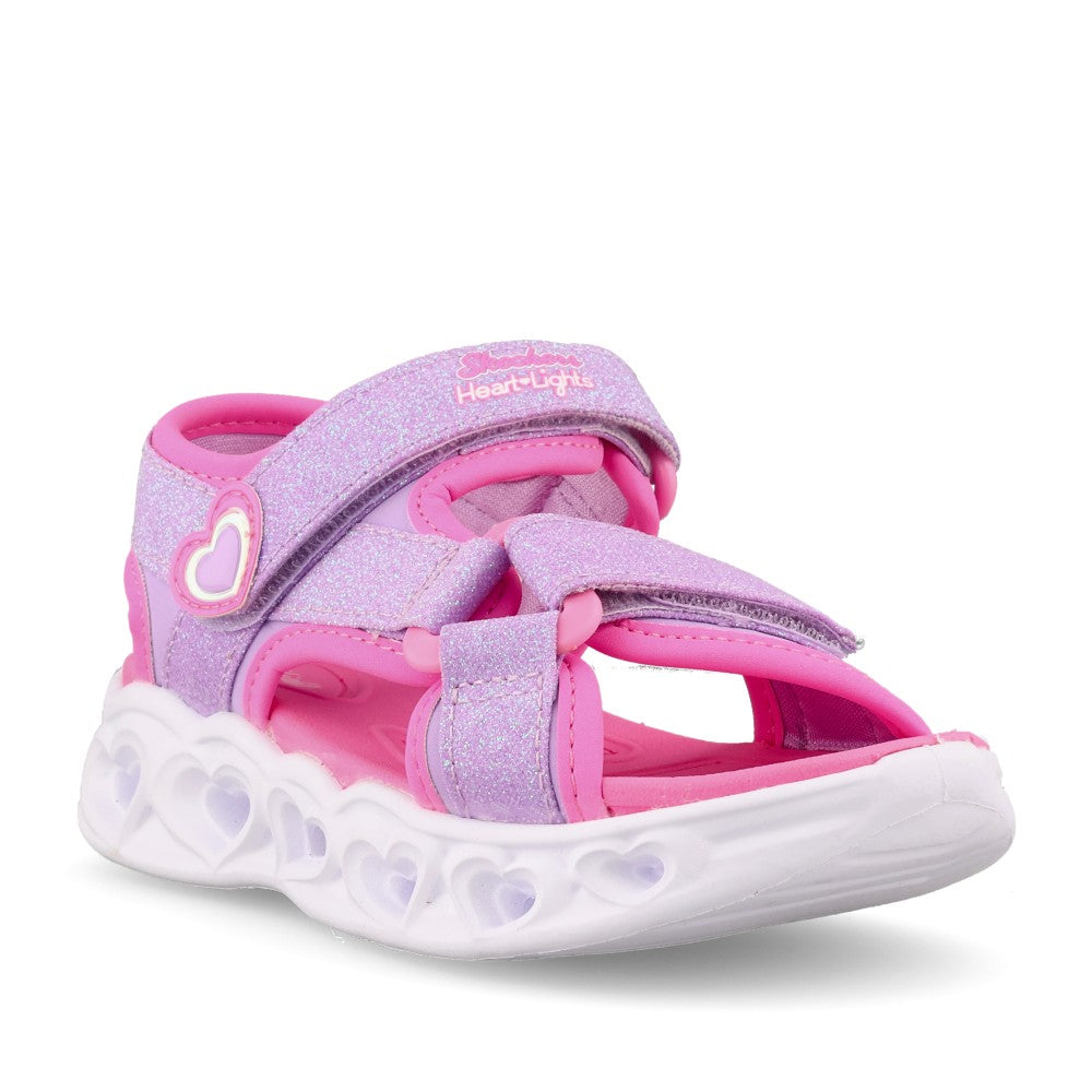 Girls 303114n Heart Lights Cute Crew Sandal In Lavender