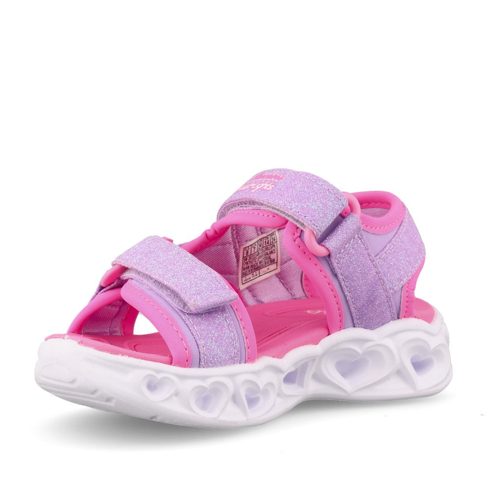 Girls 303114n Heart Lights Cute Crew Sandal In Lavender