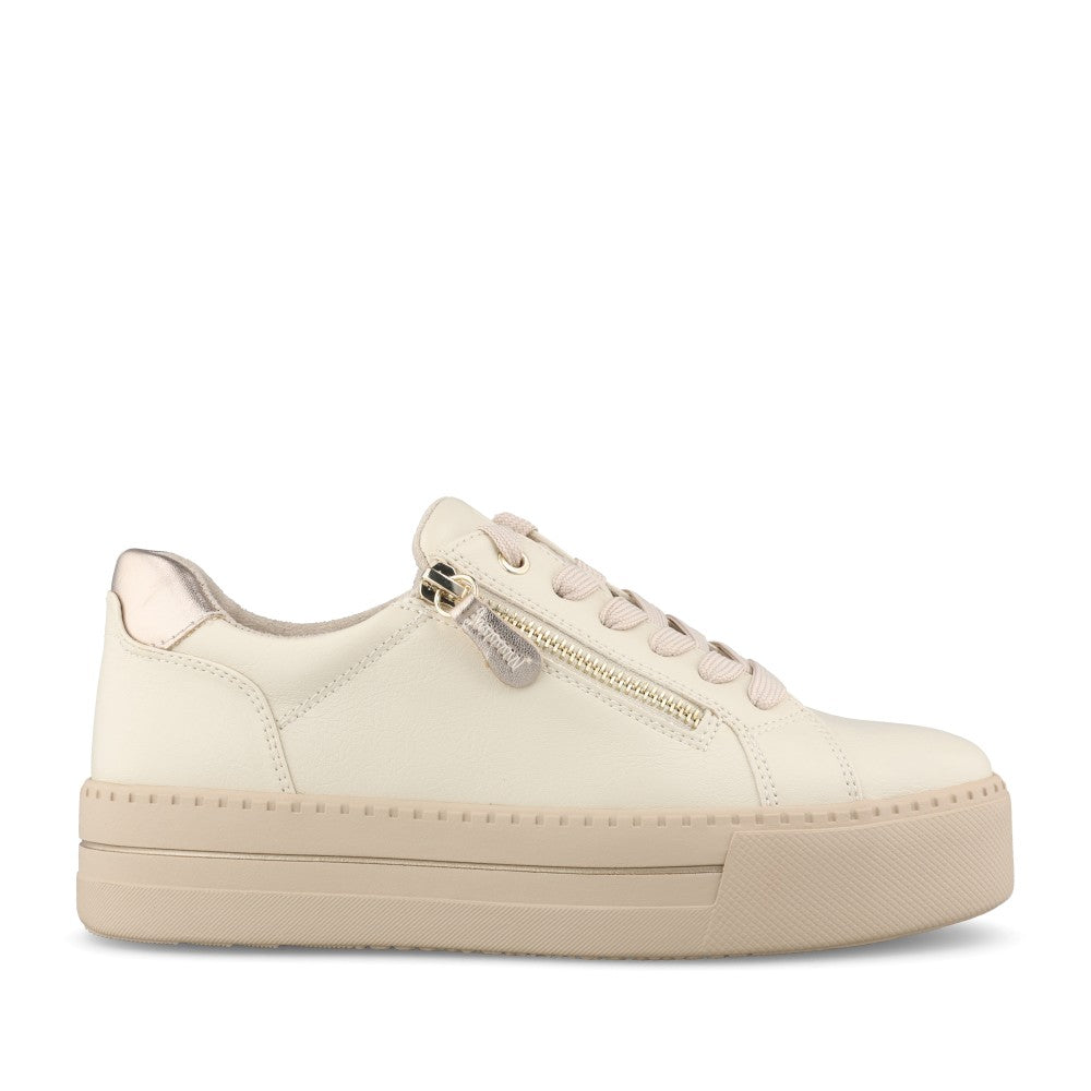 Ladies 8-23767 Laced Trainer In Ivory