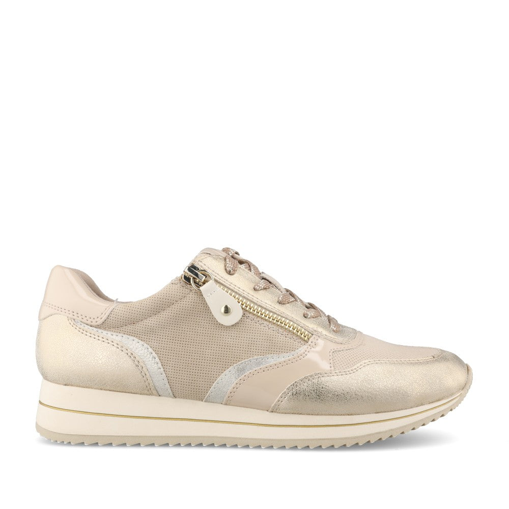 Ladies 8-23774 Laced Trainer In Beige
