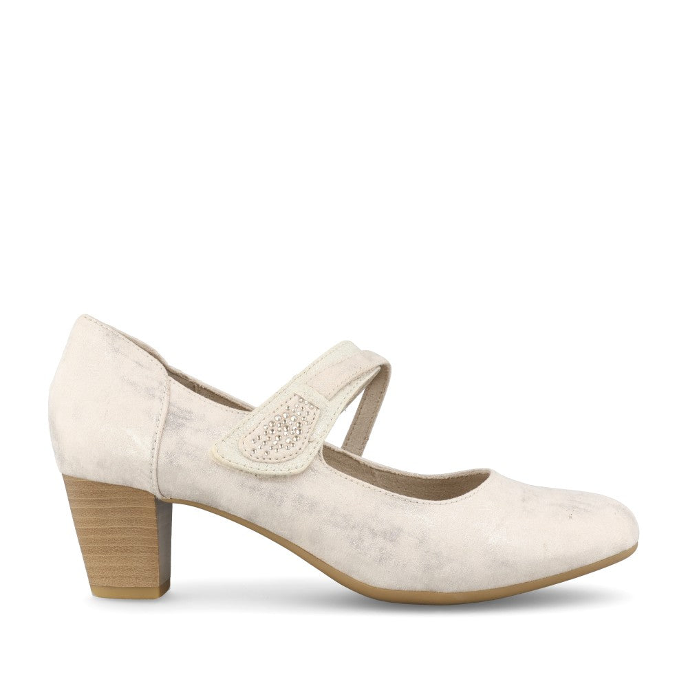 Ladies 8-24464 Mid Heel Court Shoe In Beige