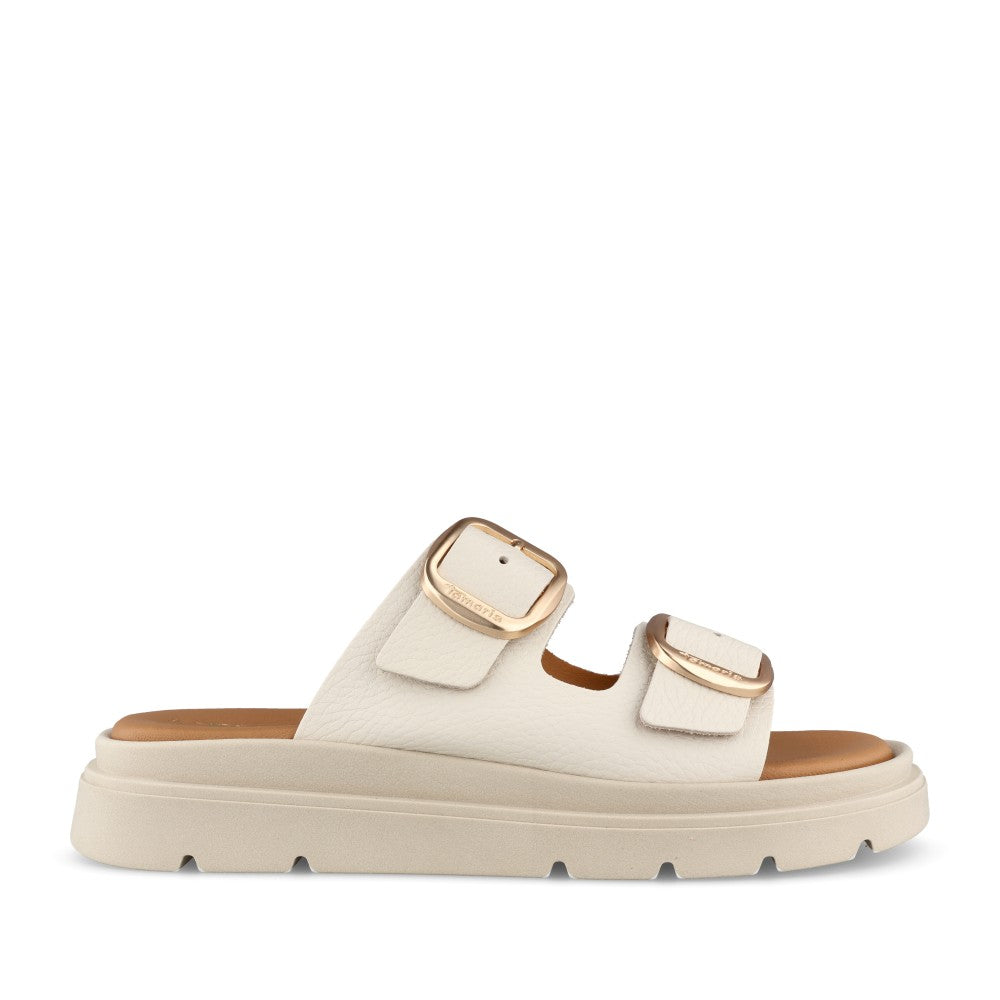 Ladies 1-27239 Double Strap Mule In Ivory