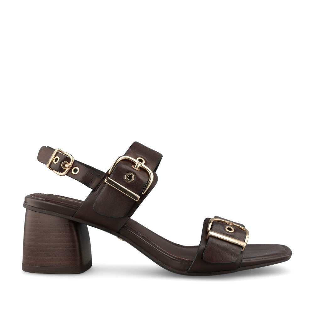 Ladies 1-28354 Block Heel Sandal In Mocha