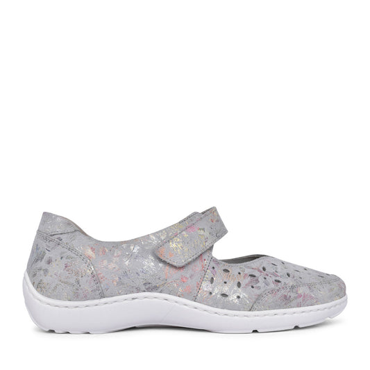 Ladies Henni 496325 H-fit Velcro Shoe In Grey