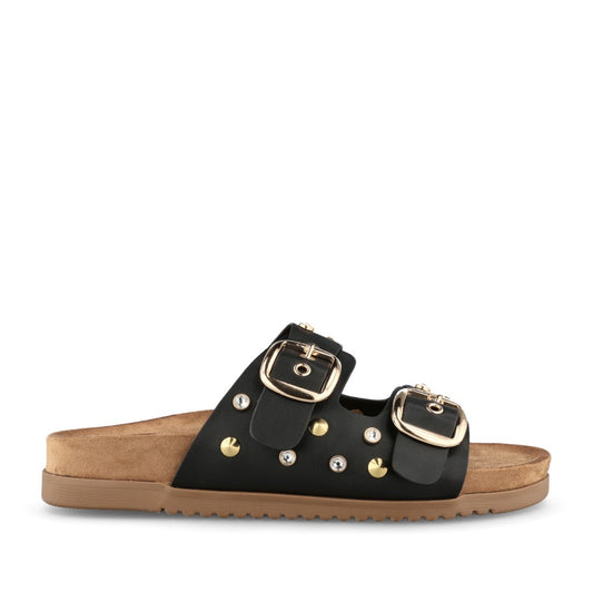 Ladies Ninety Double Strap Mule In Black