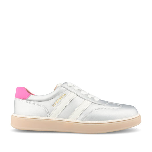 Ladies Seventy Five Laced Trainer In Silver