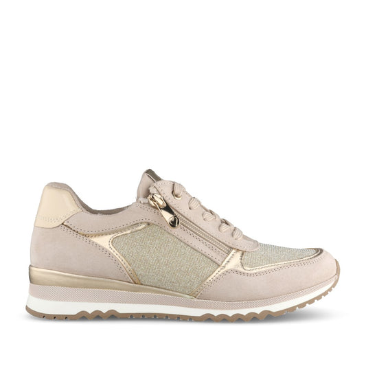 Ladies 2-23749 Laced Trainer In Light Tan