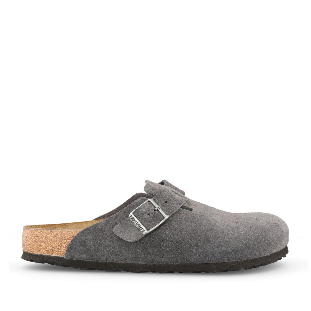 Mens Boston 1031676 Suede Leather Clog In Charcoal