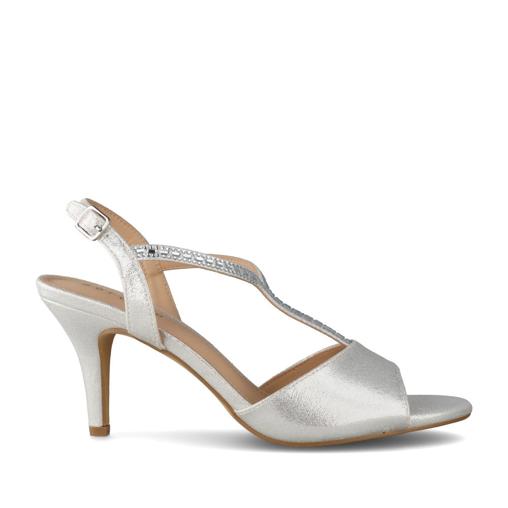 Ladies Thaxton Medium Heel Sandal In Silver