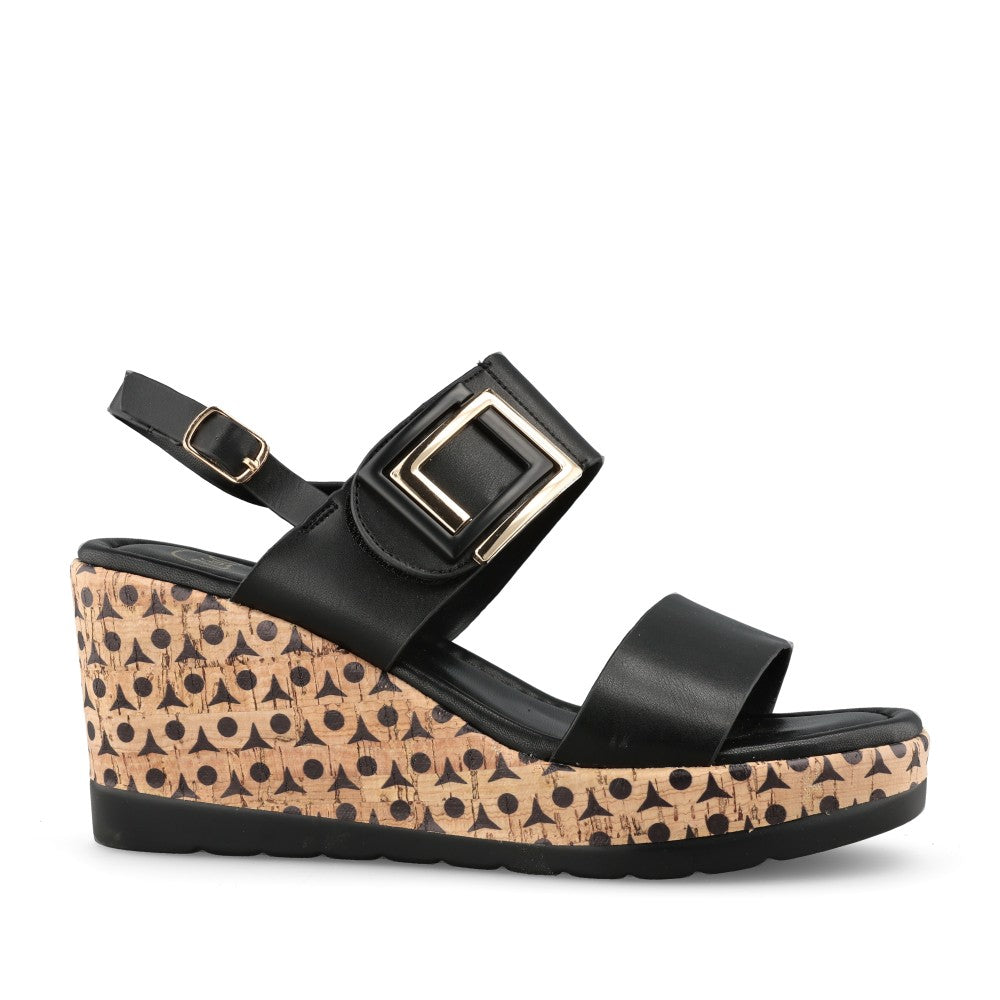 Ladies Dahoma Wedge Sandal In Black