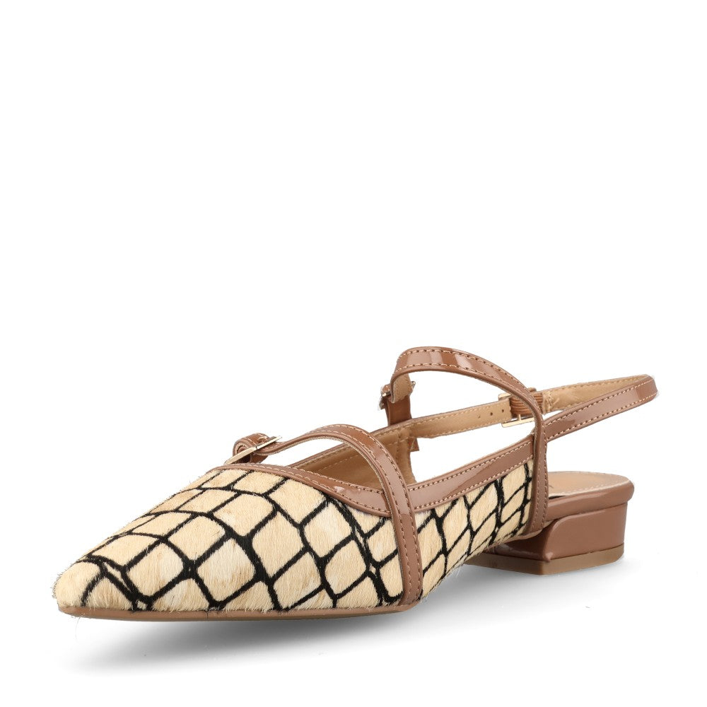 Ladies Watermelon Sling Back Shoe In Beige Multi