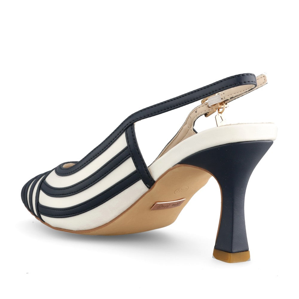 Ladies Holiday Road Medium Heel Slingback Shoe In Navy