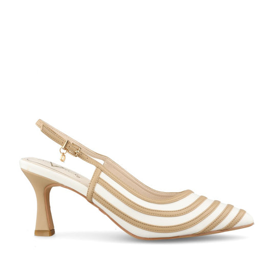 Ladies Holiday Road Medium Heel Slingback Shoe In Taupe