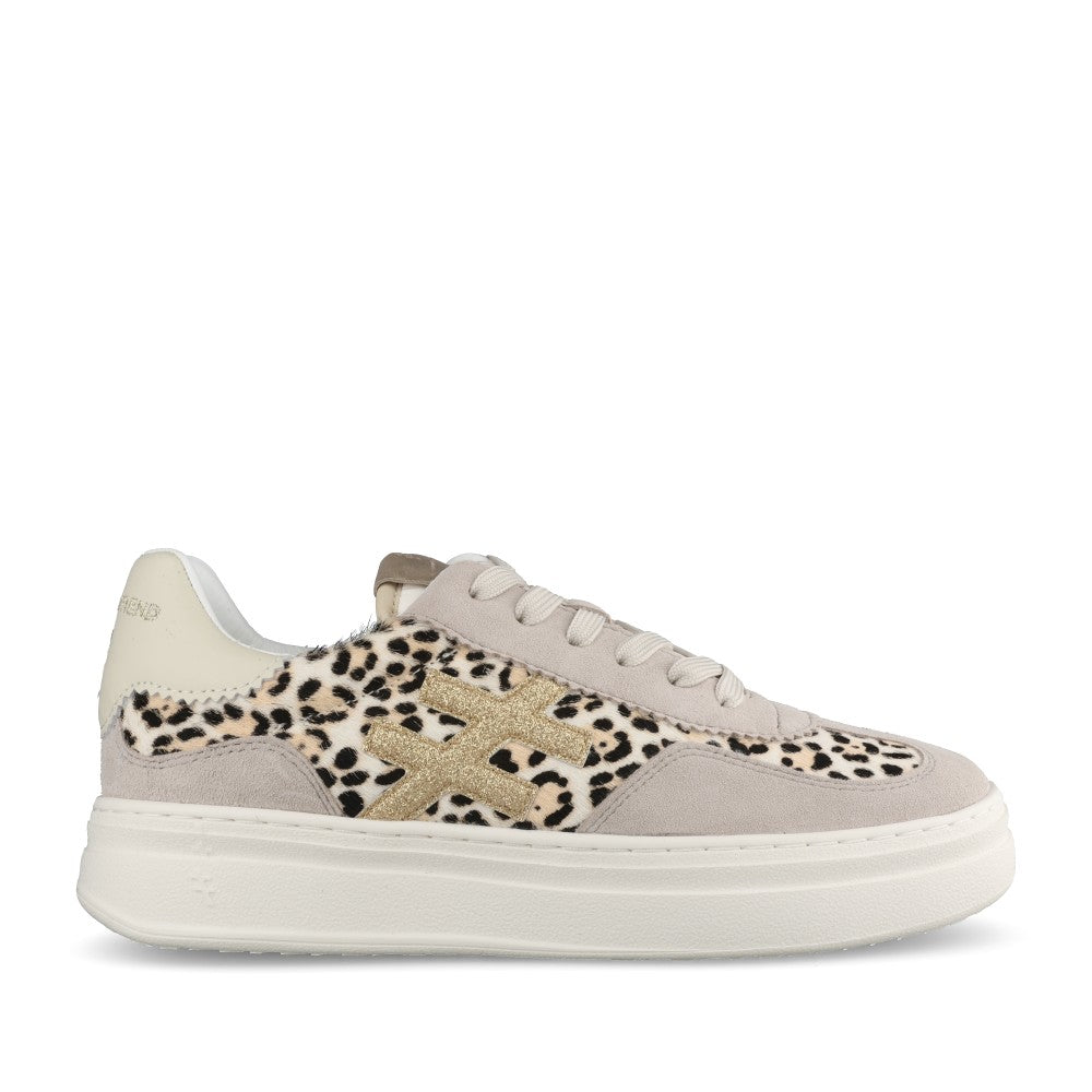 Ladies A035 C253 Athletic Laced Trainer In Leopard