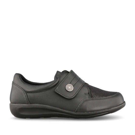 Ladies Ember 68205a 2v Velcro Shoe In Blk Leather