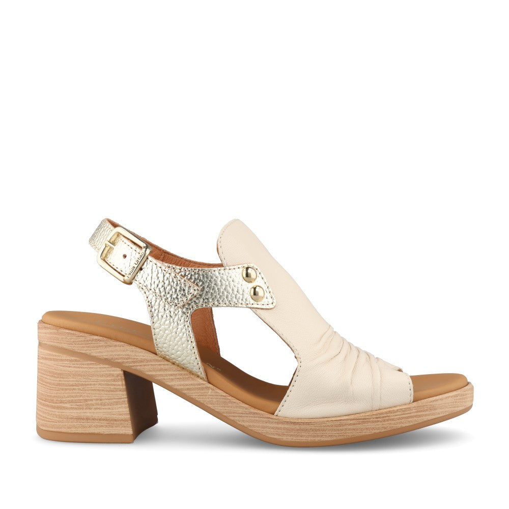 Ladies 34-17 Block Heel Sandal In Cream