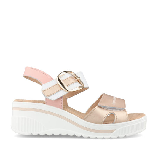 Ladies T42-203 Wedge Sandal In Pink Multi