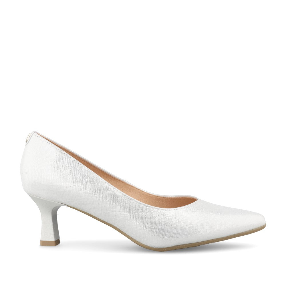 Ladies 6978 G-fit Low Heel Court Shoe In Silver Shim