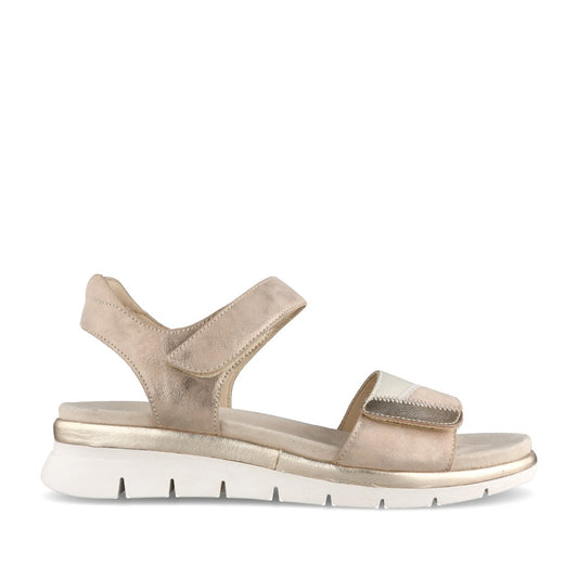 Ladies 12-26504 Cambridge Velcro Sandal In Metallic
