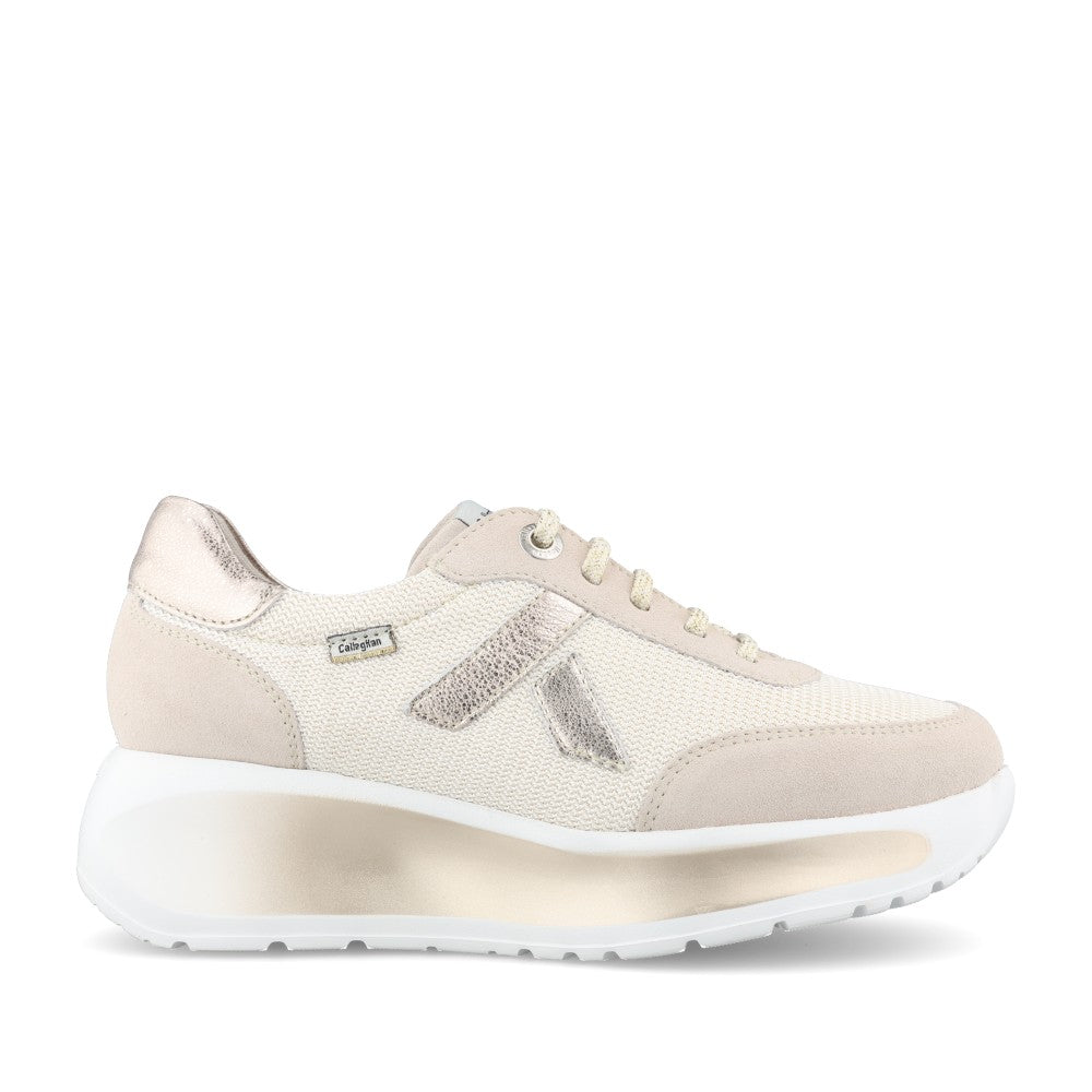 Ladies 61609 Laced Trainer In Beige