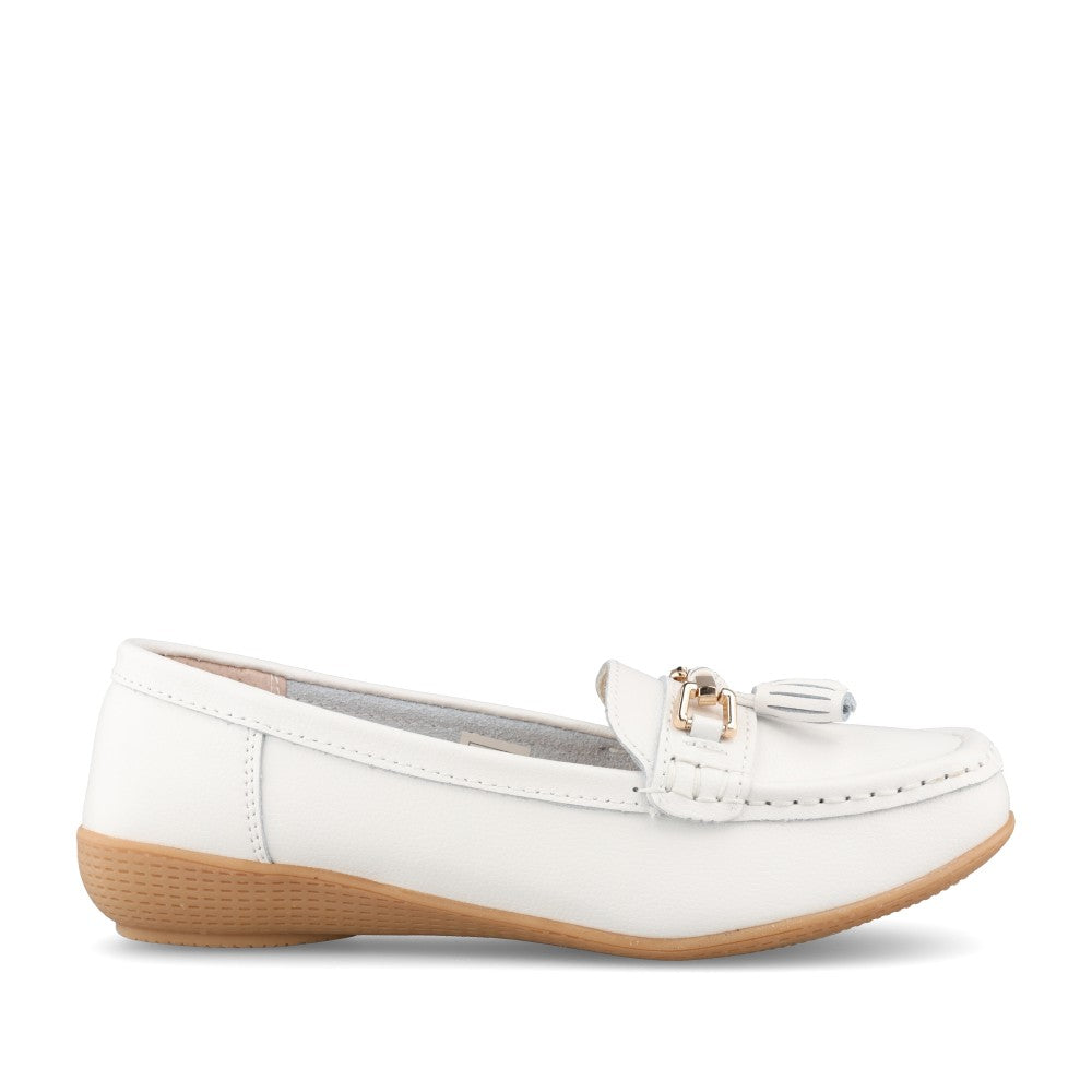 Ladies Nautical Slip-on Shoe In White