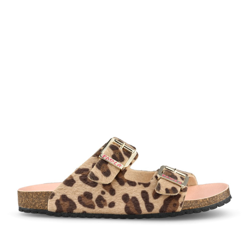 Girls 883133 Double Strap Mule In Leopard