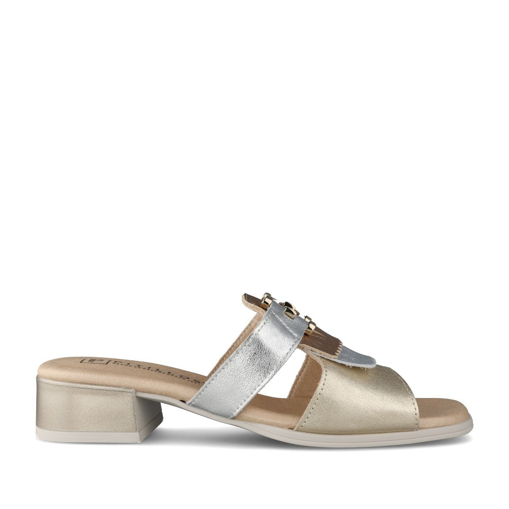 Ladies 11204 Block Heel Mule In Gold