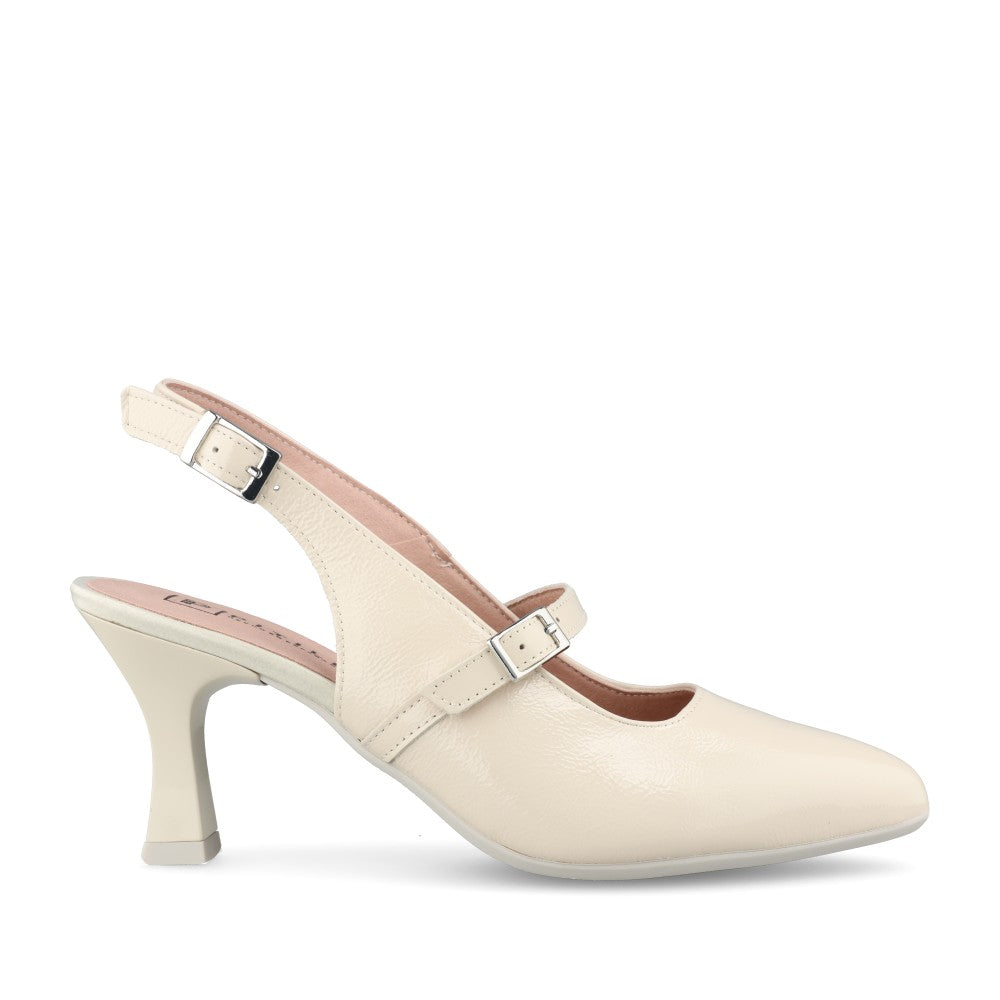 Ladies 11190 Medium Heel Court Shoe In Cream