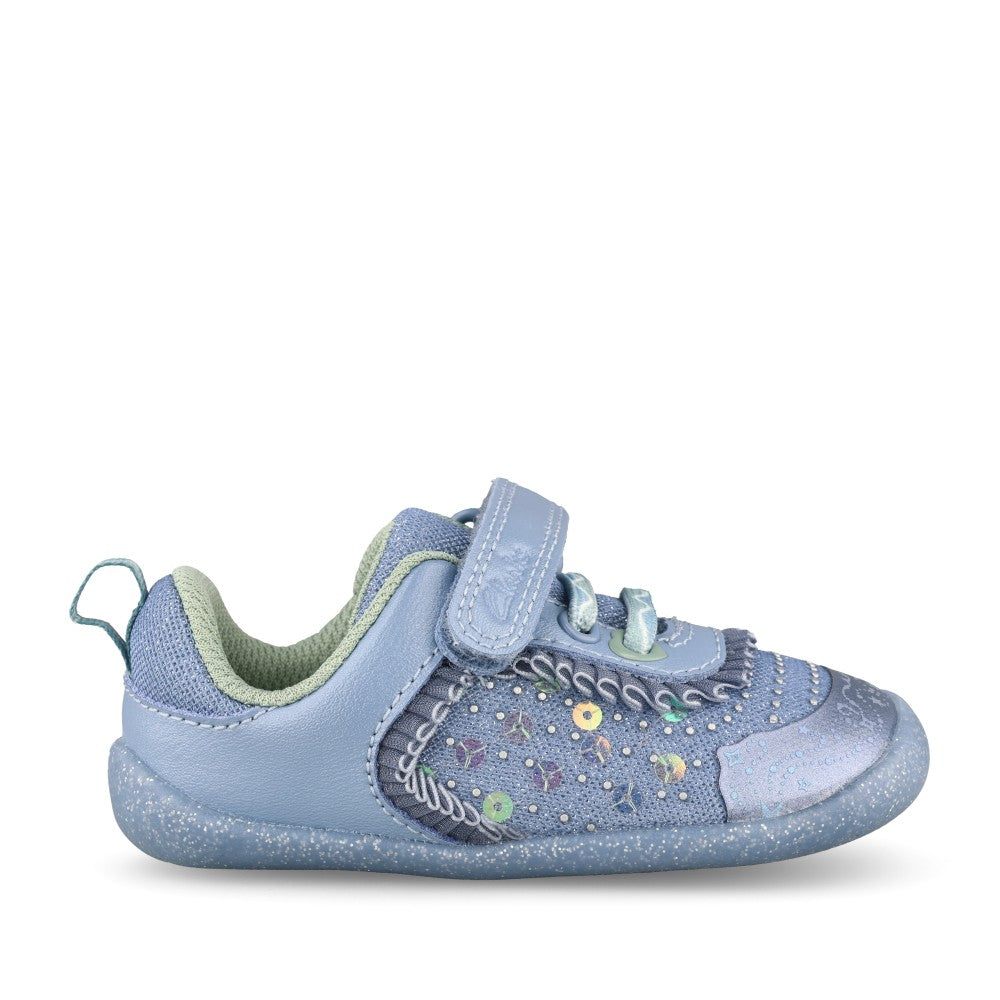 Girls Roamer Gleam Blue Interest Velcro Shoe In Kids G Fit
