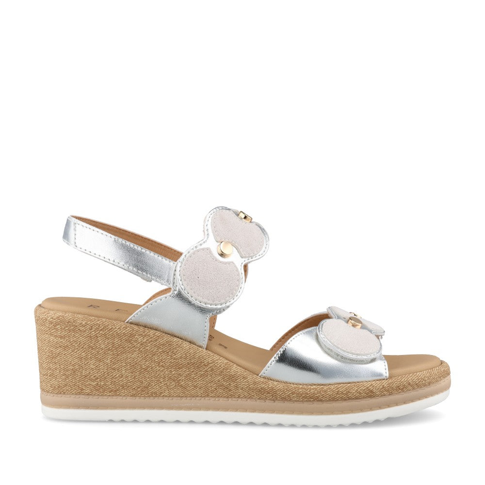 Ladies 53292 Wedge Sandal In Silver