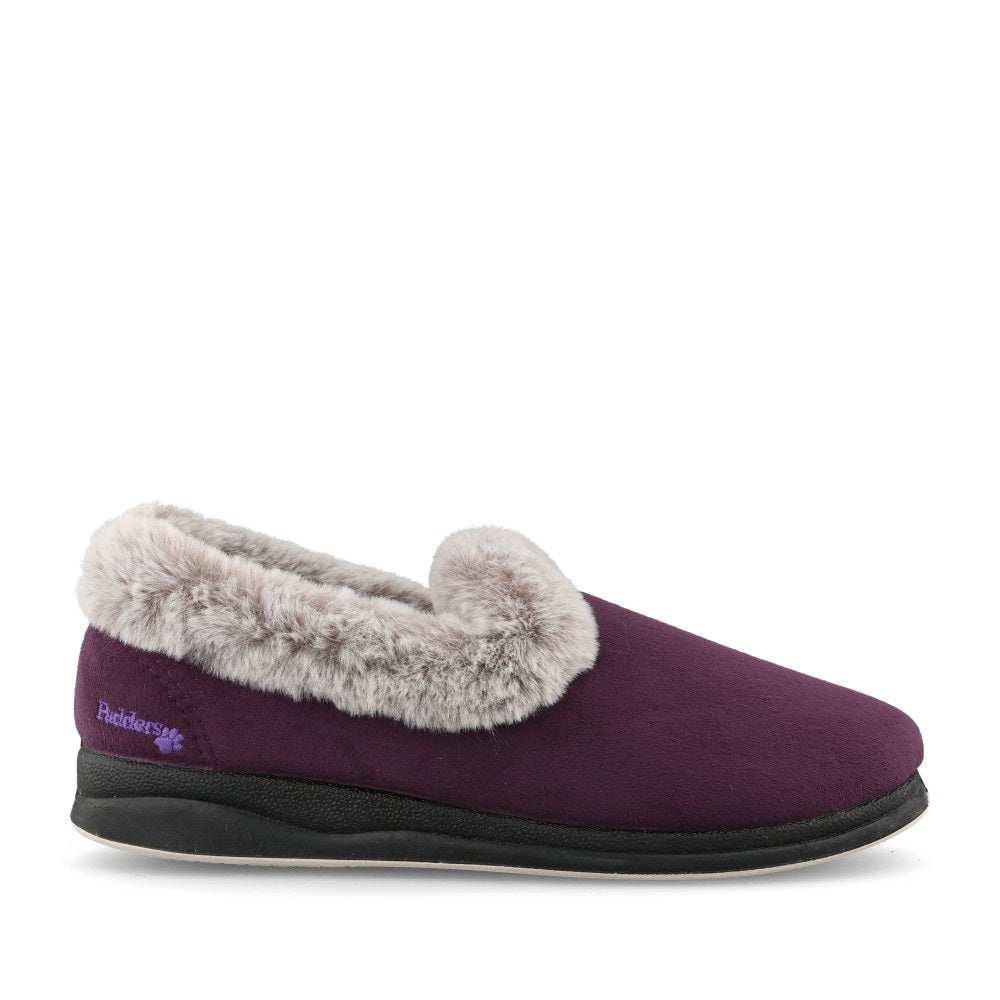 Ladies Repose Wide Fit Plain Slipper In Purple