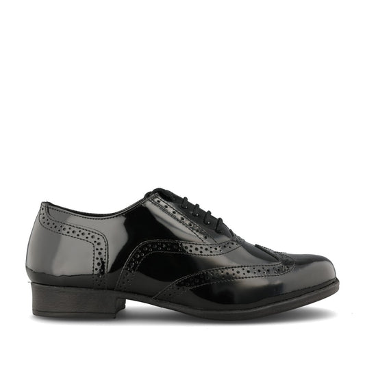 Girls Kada Laced Brogue Shoe In Blk Patent